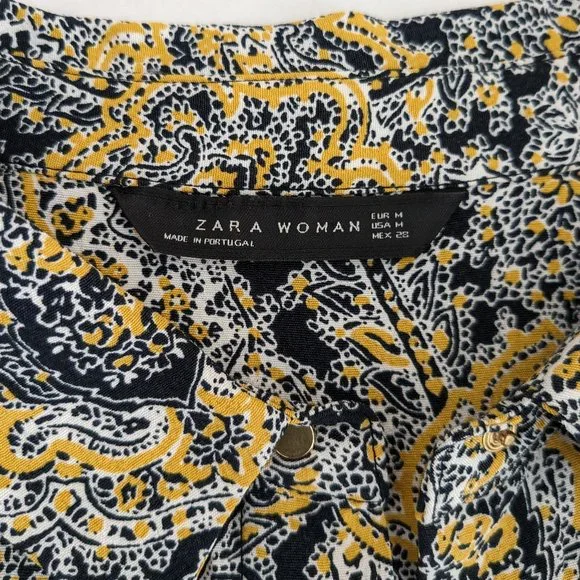 ZARA WOMAN Women's Long Sleeve Top Blouse Size M Multi-Color Print - Picture 7 of 7